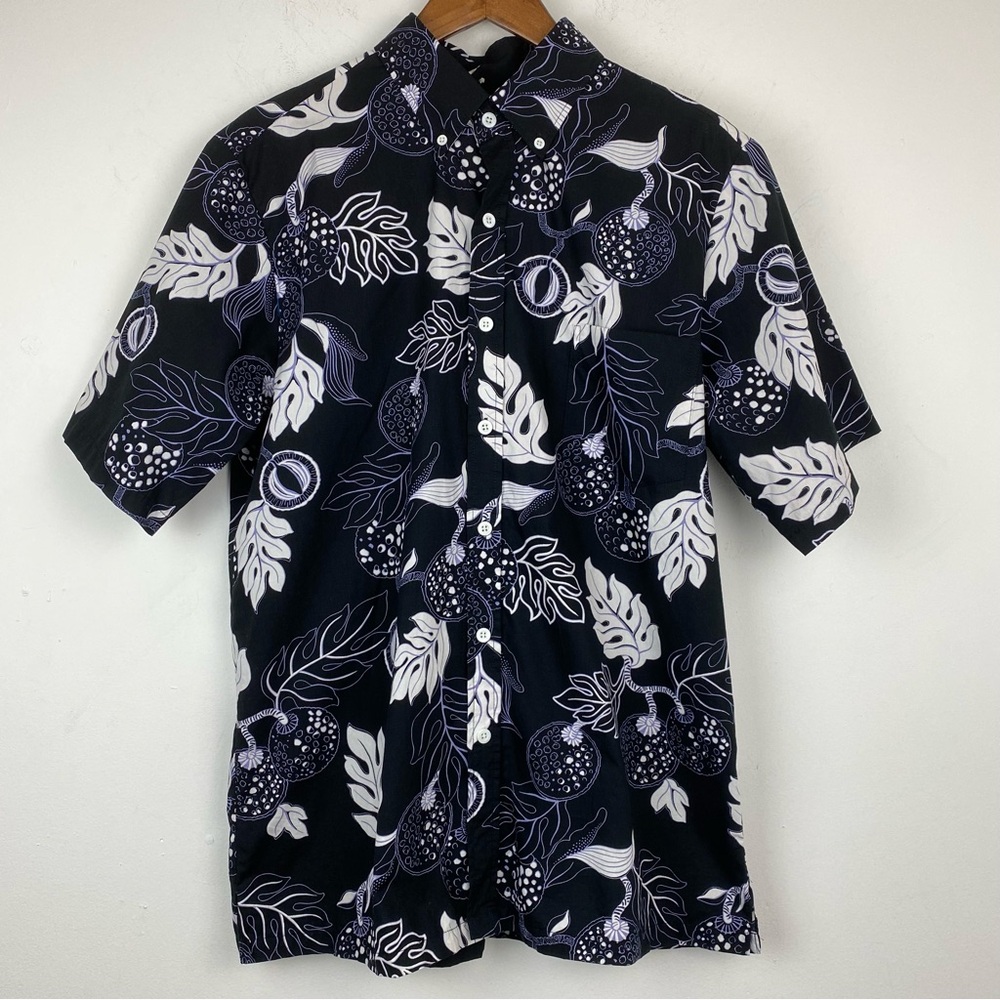 Avanti Hawaii size Large Men’s Fruit Of Life Black Button Down Hawaiian Shirt